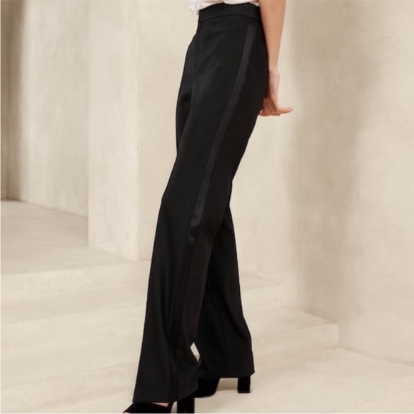 NWT! Banana Republic Black Barathea Italian Wool Tuxedo Pant - Size 2🤎 - Picture 5 of 8